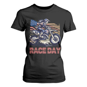 Dirt Bike Girl T Shirt For Women Patriotic Motocross American Flag Racing TS14 Black Print Your Wear