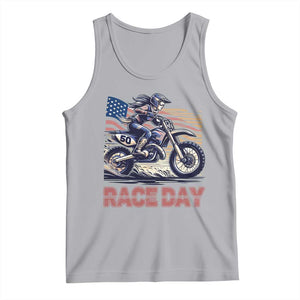 Dirt Bike Girl Tank Top Patriotic Motocross American Flag Racing TS14 Athletic Heather Print Your Wear