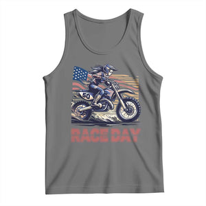 Dirt Bike Girl Tank Top Patriotic Motocross American Flag Racing TS14 Black Heather Print Your Wear