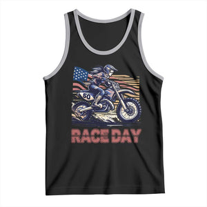 Dirt Bike Girl Tank Top Patriotic Motocross American Flag Racing TS14 Black Athletic Heather Print Your Wear