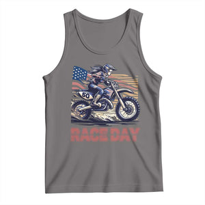 Dirt Bike Girl Tank Top Patriotic Motocross American Flag Racing TS14 Deep Heather Print Your Wear