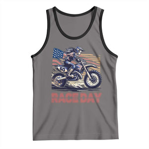 Dirt Bike Girl Tank Top Patriotic Motocross American Flag Racing TS14 Deep Heather Black Print Your Wear
