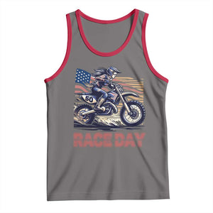Dirt Bike Girl Tank Top Patriotic Motocross American Flag Racing TS14 Deep Heather Red Print Your Wear