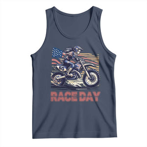 Dirt Bike Girl Tank Top Patriotic Motocross American Flag Racing TS14 Navy Print Your Wear