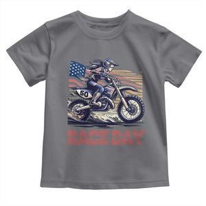 Dirt Bike Girl Toddler T Shirt Patriotic Motocross American Flag Racing TS14 Charcoal Print Your Wear