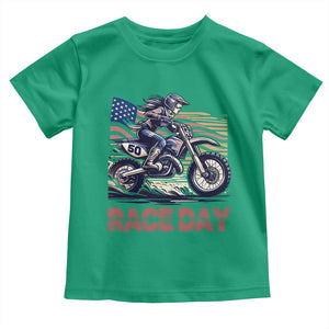 Dirt Bike Girl Toddler T Shirt Patriotic Motocross American Flag Racing TS14 Irish Green Print Your Wear