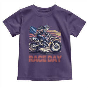 Dirt Bike Girl Toddler T Shirt Patriotic Motocross American Flag Racing TS14 Purple Print Your Wear