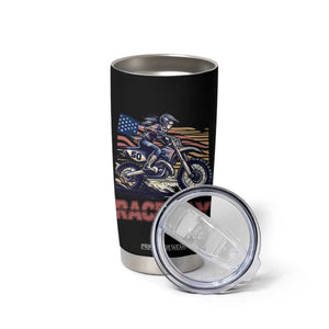 Dirt Bike Girl Tumbler Cup Patriotic Motocross American Flag Racing TS14 Print Your Wear
