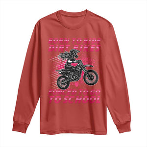 Funny Dirt Bike Girl Long Sleeve Shirt Born To Ride Dirt Bikes Forced To Go To School TS14 Red Print Your Wear