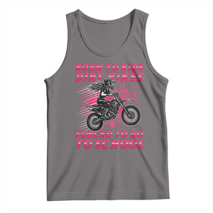 Funny Dirt Bike Girl Tank Top Born To Ride Dirt Bikes Forced To Go To School TS14 Deep Heather Print Your Wear