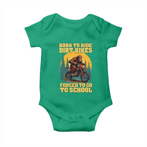 Funny Bigfoot Dirt Bike Baby Onesie Born To Ride Dirt Bikes Forced To Go To School TS14 Irish Green Print Your Wear