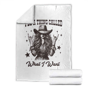 Black Cowgirl Throw Blanket I Do A Thing Called What I Want TS14 White Print Your Wear