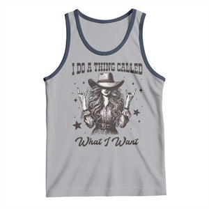 Black Cowgirl Tank Top I Do A Thing Called What I Want TS14 Athletic Heather Navy Print Your Wear