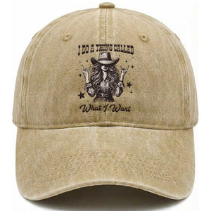 Black Cowgirl Washed Cotton Baseball Cap I Do A Thing Called What I Want TS14 Washed Cap Universal Fit Khaki Print Your Wear