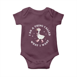 Western Cowgirl Silly Goose Meme Baby Onesie I Do A Thing Called What I Want TS14 Maroon Print Your Wear