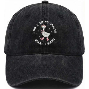 Western Cowgirl Silly Goose Meme Washed Cotton Baseball Cap I Do A Thing Called What I Want TS14 Washed Cap Universal Fit Black Print Your Wear