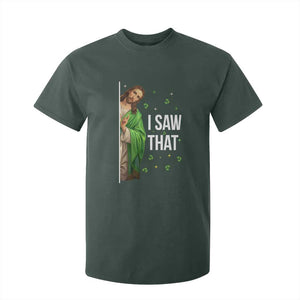Christian Jesus St Patricks Day Meme T Shirt For Kid I Saw That TS14 Dark Forest Green Print Your Wear