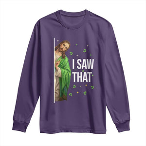 Christian Jesus St Patricks Day Meme Long Sleeve Shirt I Saw That TS14 Purple Print Your Wear