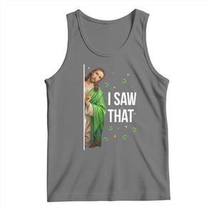 Christian Jesus St Patricks Day Meme Tank Top I Saw That TS14 Black Heather Print Your Wear