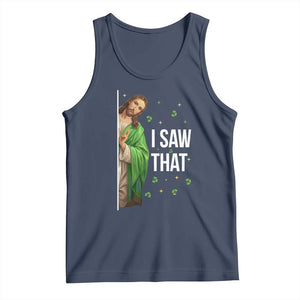 Christian Jesus St Patricks Day Meme Tank Top I Saw That TS14 Navy Print Your Wear