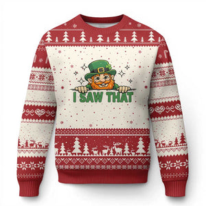 I Saw That Ugly Christmas Sweater Funny Leprechaun St Patricks Day Meme TS14 Beige Red Print Your Wear