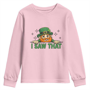 I Saw That Youth Sweatshirt Funny Leprechaun St Patricks Day Meme TS14 Light Pink Print Your Wear