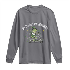 Funny Frog St Patricks Day Meme Long Sleeve Shirt Off To Start The Shenanigans TS14 Charcoal Print Your Wear