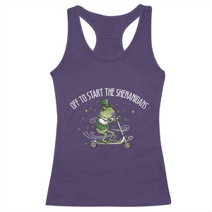 Funny Frog St Patricks Day Meme Racerback Tank Top Off To Start The Shenanigans TS14 Purple Print Your Wear