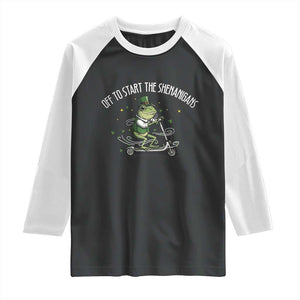 Funny Frog St Patricks Day Meme Raglan Shirt Off To Start The Shenanigans TS14 Black White Print Your Wear