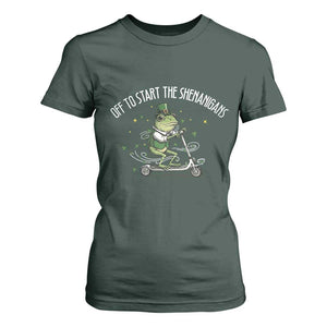Funny Frog St Patricks Day Meme T Shirt For Women Off To Start The Shenanigans TS14 Dark Forest Green Print Your Wear