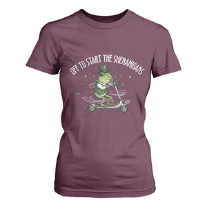 Funny Frog St Patricks Day Meme T Shirt For Women Off To Start The Shenanigans TS14 Maroon Print Your Wear