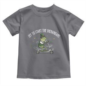 Funny Frog St Patricks Day Meme Toddler T Shirt Off To Start The Shenanigans TS14 Charcoal Print Your Wear