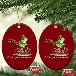 Funny Frog St Patricks Day Meme Ceramic Ornament Off To Get Shamrocked TS14 Print Your Wear