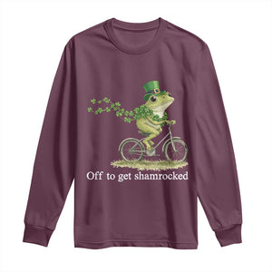 Funny Frog St Patricks Day Meme Long Sleeve Shirt Off To Get Shamrocked TS14 Maroon Print Your Wear