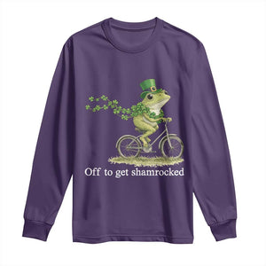 Funny Frog St Patricks Day Meme Long Sleeve Shirt Off To Get Shamrocked TS14 Purple Print Your Wear
