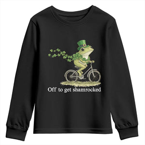 Funny Frog St Patricks Day Meme Youth Sweatshirt Off To Get Shamrocked TS14 Black Print Your Wear
