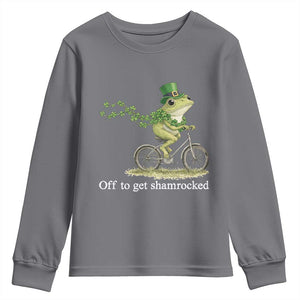 Funny Frog St Patricks Day Meme Youth Sweatshirt Off To Get Shamrocked TS14 Charcoal Print Your Wear