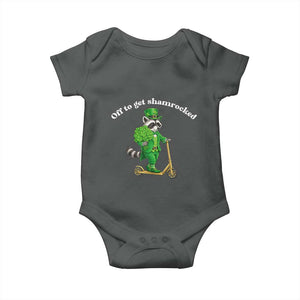 Funny Raccoon St Patricks Day Meme Baby Onesie Off To Get Shamrocked TS14 Dark Heather Print Your Wear