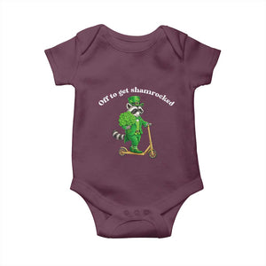 Funny Raccoon St Patricks Day Meme Baby Onesie Off To Get Shamrocked TS14 Maroon Print Your Wear