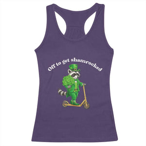Funny Raccoon St Patricks Day Meme Racerback Tank Top Off To Get Shamrocked TS14 Purple Print Your Wear