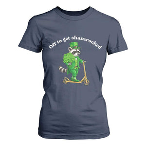 Funny Raccoon St Patricks Day Meme T Shirt For Women Off To Get Shamrocked TS14 Navy Print Your Wear