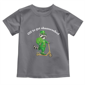Funny Raccoon St Patricks Day Meme Toddler T Shirt Off To Get Shamrocked TS14 Charcoal Print Your Wear