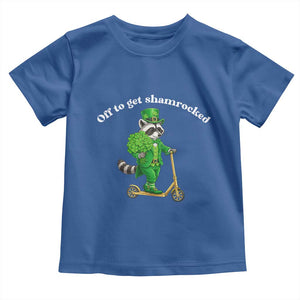Funny Raccoon St Patricks Day Meme Toddler T Shirt Off To Get Shamrocked TS14 Royal Blue Print Your Wear