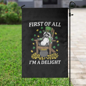 Funny St Patricks Day Raccoon Drinking Beer Garden Flag First Of All I Am Delight TS14 Print Your Wear