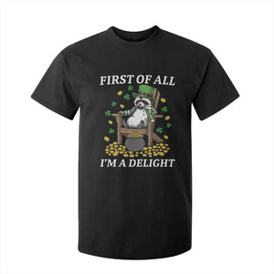Funny St Patricks Day Raccoon Drinking Beer T Shirt For Kid First Of All I Am Delight TS14 Black Print Your Wear