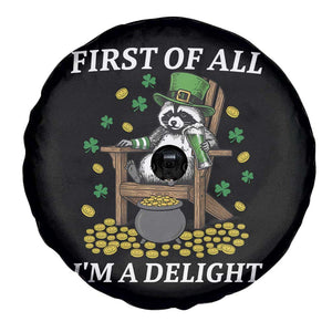 Funny St Patricks Day Raccoon Drinking Beer Spare Tire Cover First Of All I Am Delight TS14 Print Your Wear