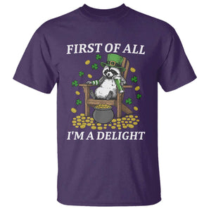Funny St Patricks Day Raccoon Drinking Beer T Shirt First Of All I Am Delight TS14 Purple Print Your Wear