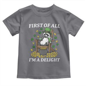 Funny St Patricks Day Raccoon Drinking Beer Toddler T Shirt First Of All I Am Delight TS14 Charcoal Print Your Wear