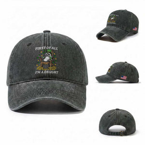 Funny St Patricks Day Raccoon Drinking Beer Washed Cotton Baseball Cap First Of All I Am Delight TS14 Washed Cap Universal Fit Dark Green Print Your Wear