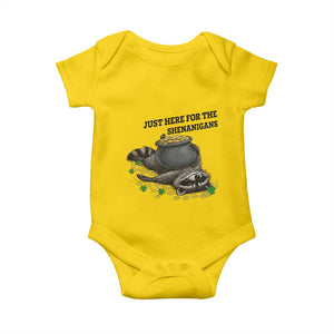 Funny Raccoon St Patricks Day Meme Baby Onesie Just Here For The Shenanigans TS14 Daisy Print Your Wear